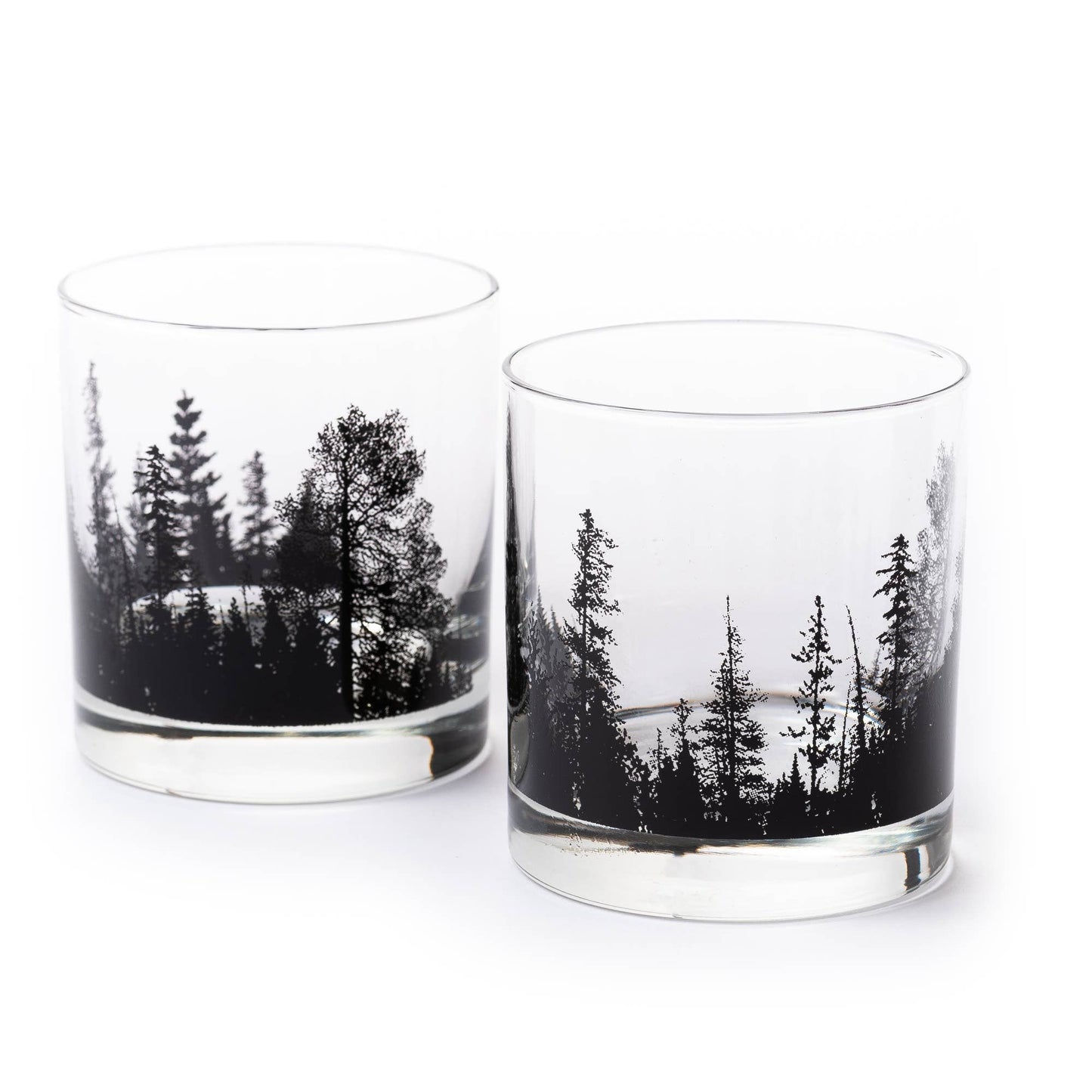 Set of 2 Forest Landscape Whiskey Glasses