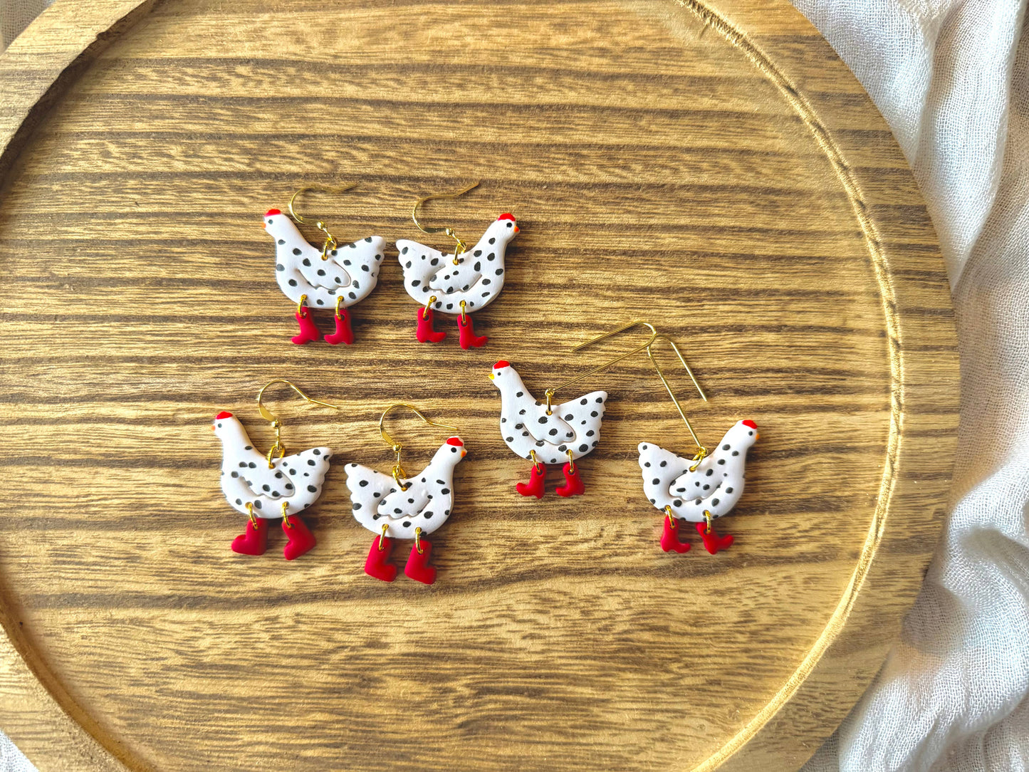 Chicken Clay Earrings