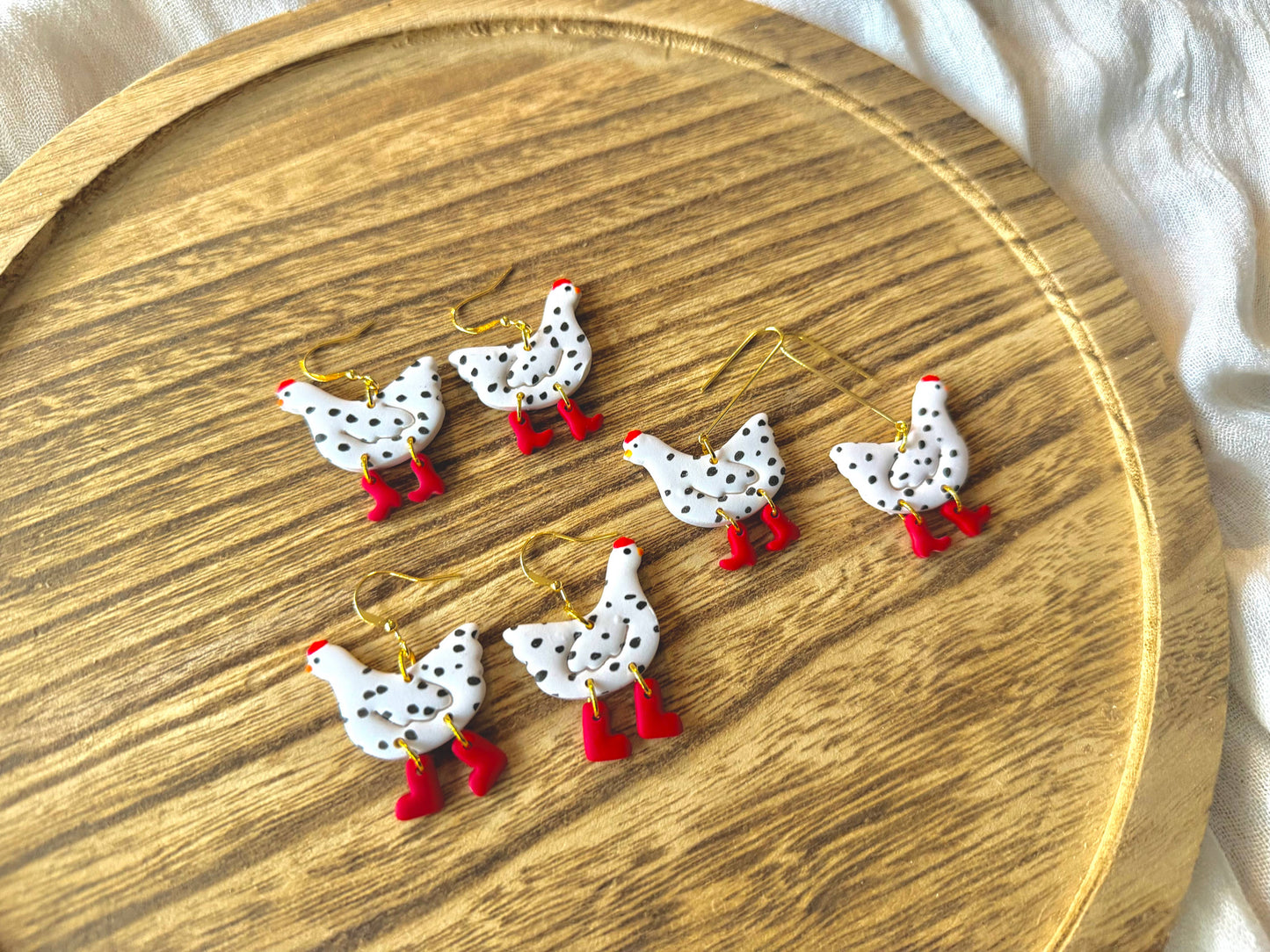 Chicken Clay Earrings