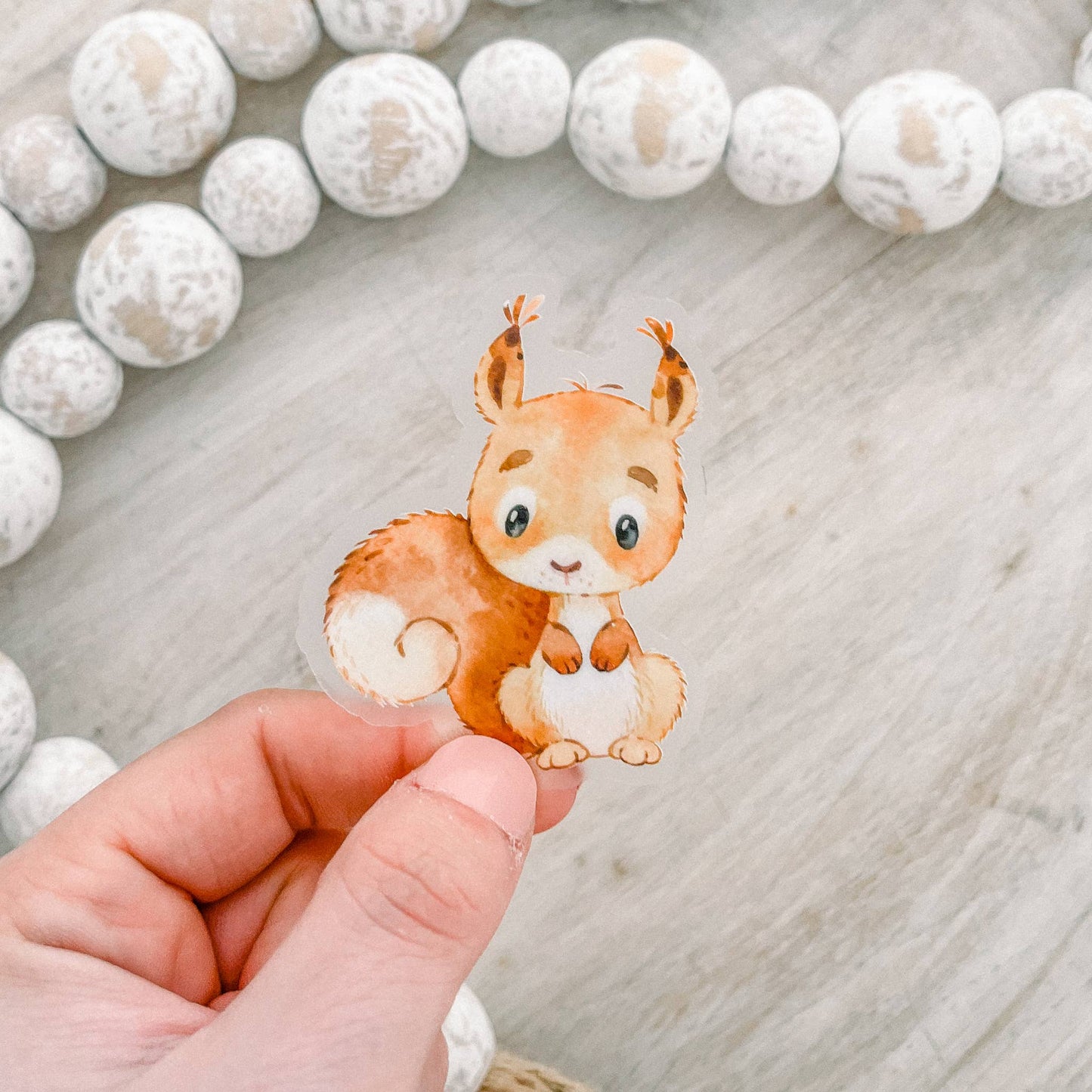 Cute Little Squirrel Clear Vinyl, Sticker, 2.5 in.