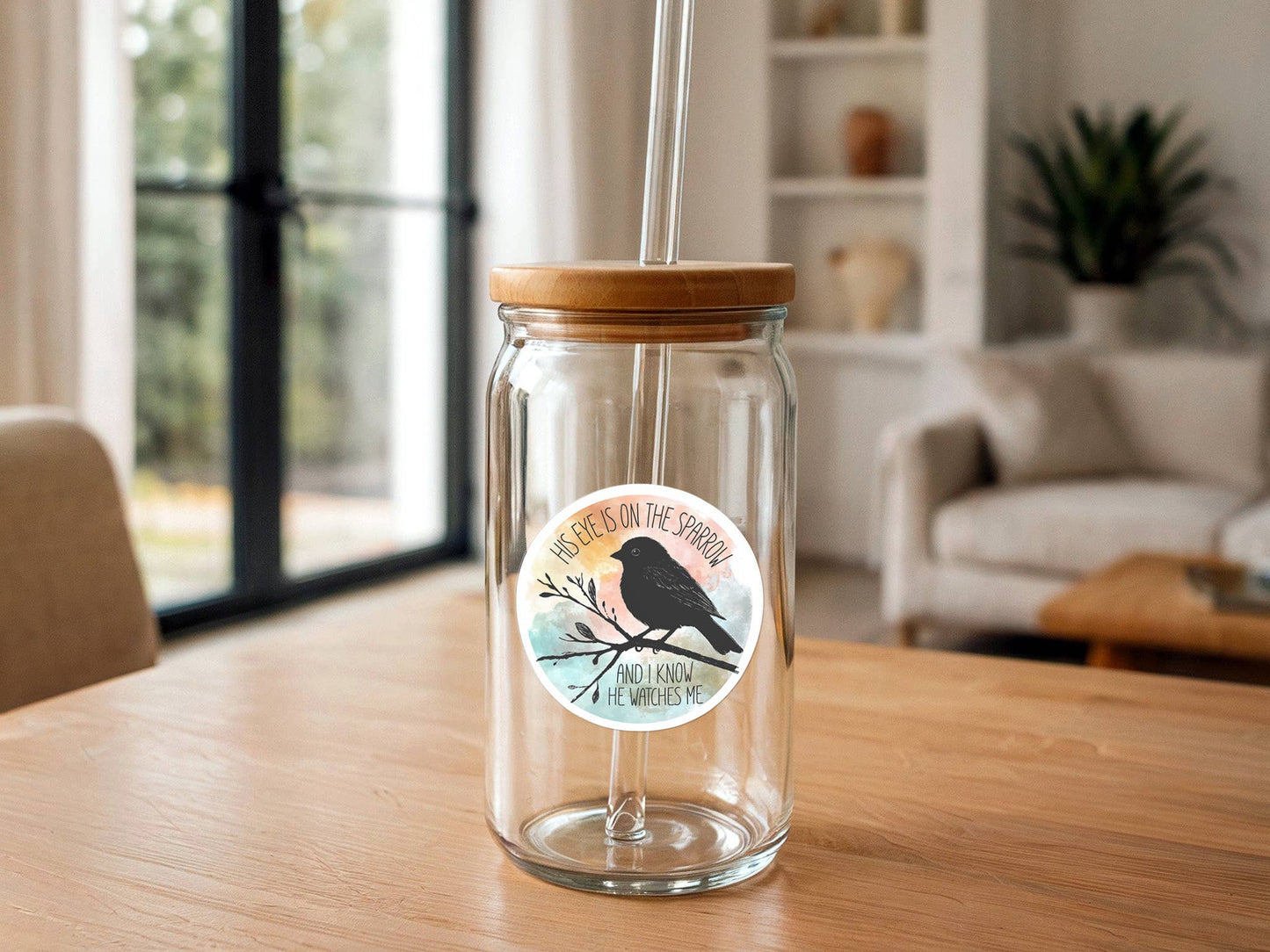 His Eye Is On The Sparrow | Christian Hymn Sticker