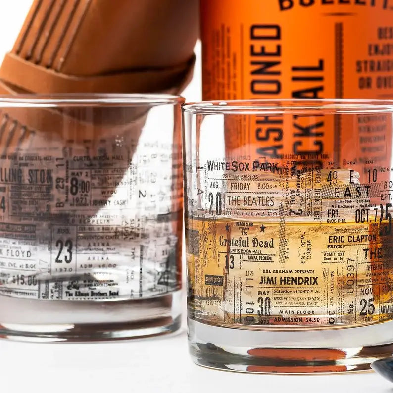 Set of 2-Concert Ticket Whiskey Glasses