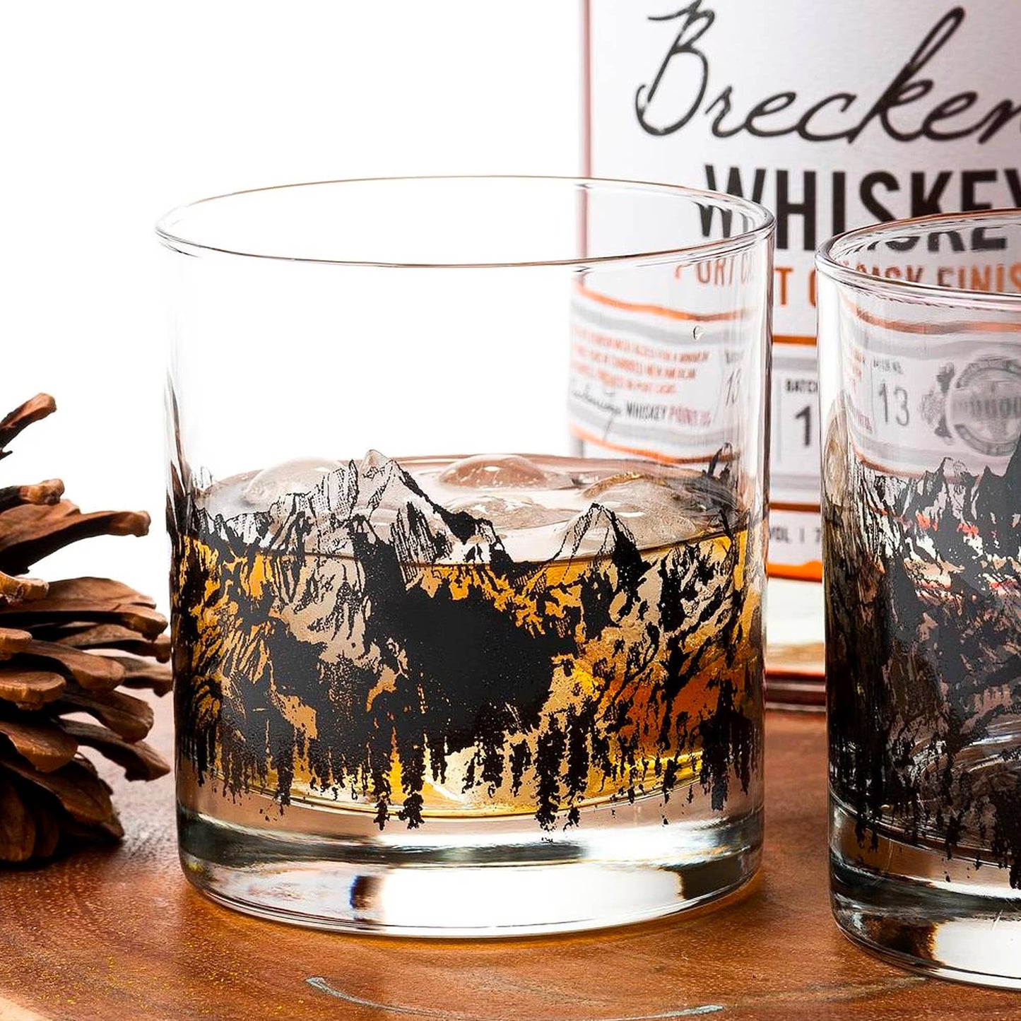 Set of 2 Mountain Range Whiskey Glasses