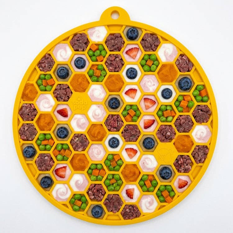 Honeycomb Design emat - Enrichment Lick Mat For Dogs and Cats - With Suction Cups | USA Made