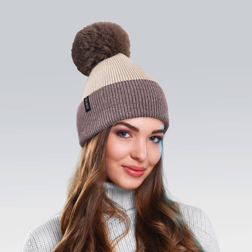Pom Pom Beanie Hat, Soft Warm Winter Beanies for Women