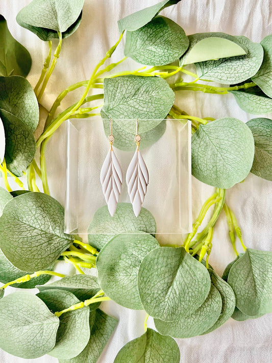 White Floral Earrings, Long Floral Earrings