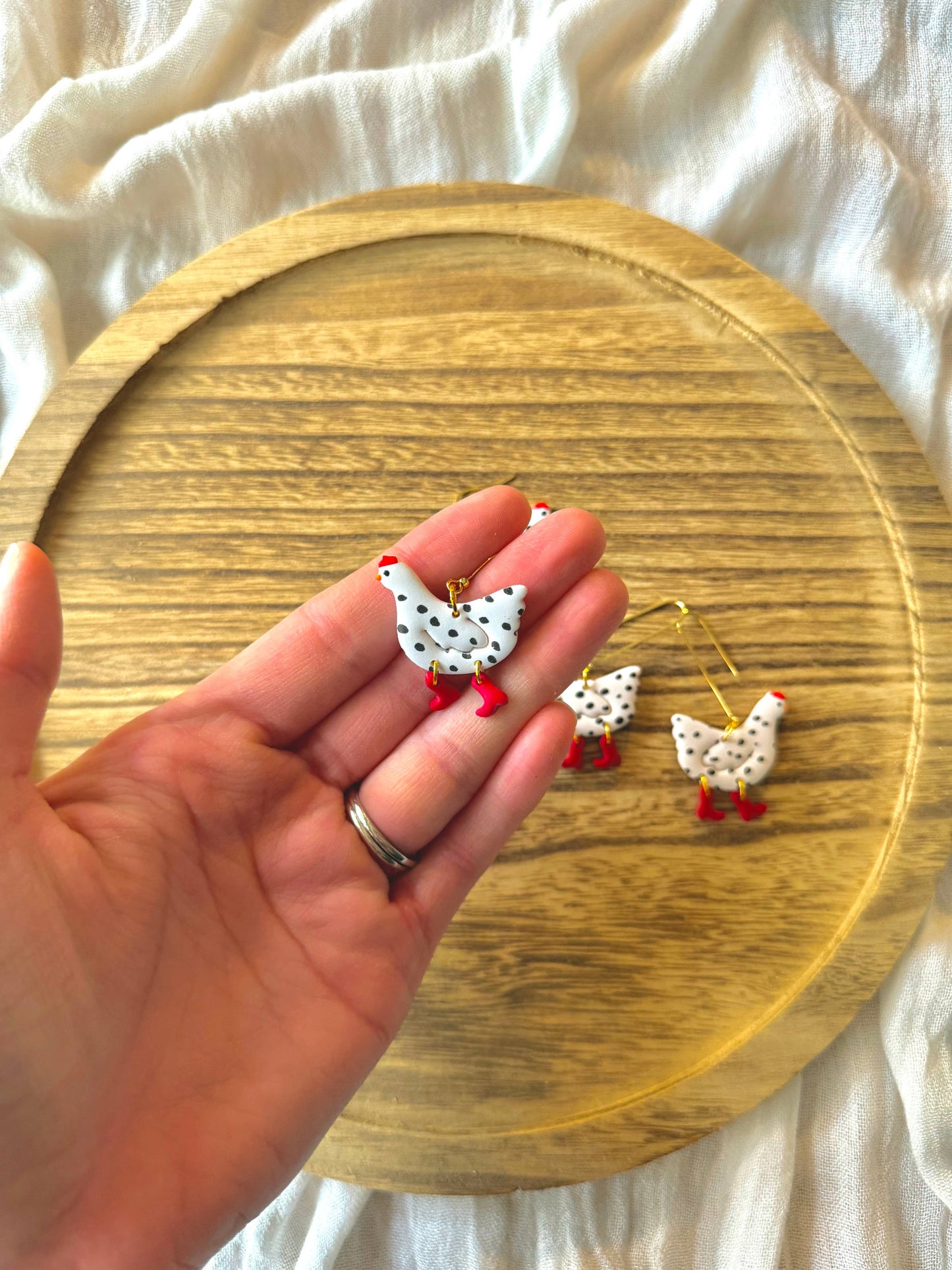 Chicken Clay Earrings