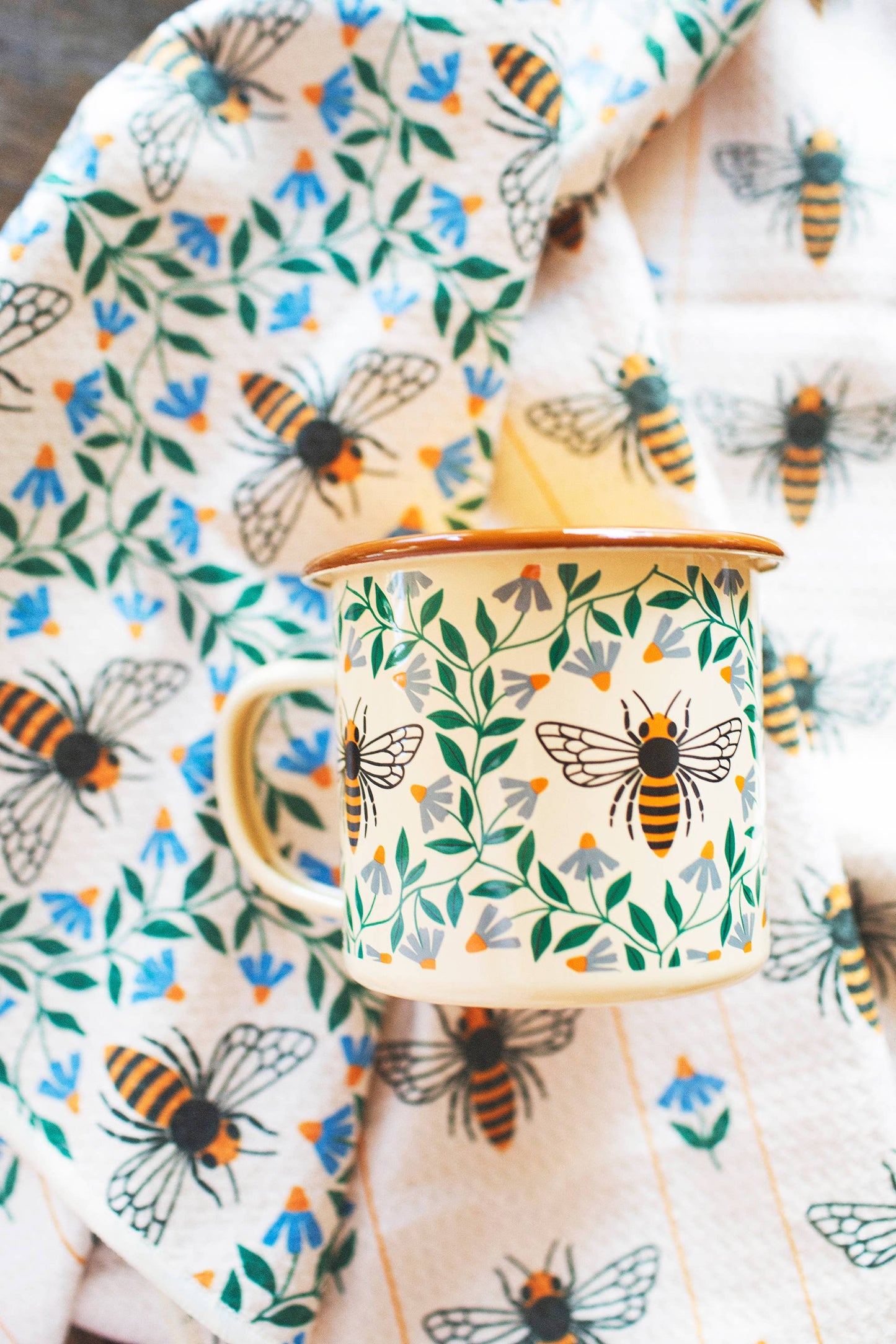 Enamel 16oz Coffee & Camp Mug-Honeybee