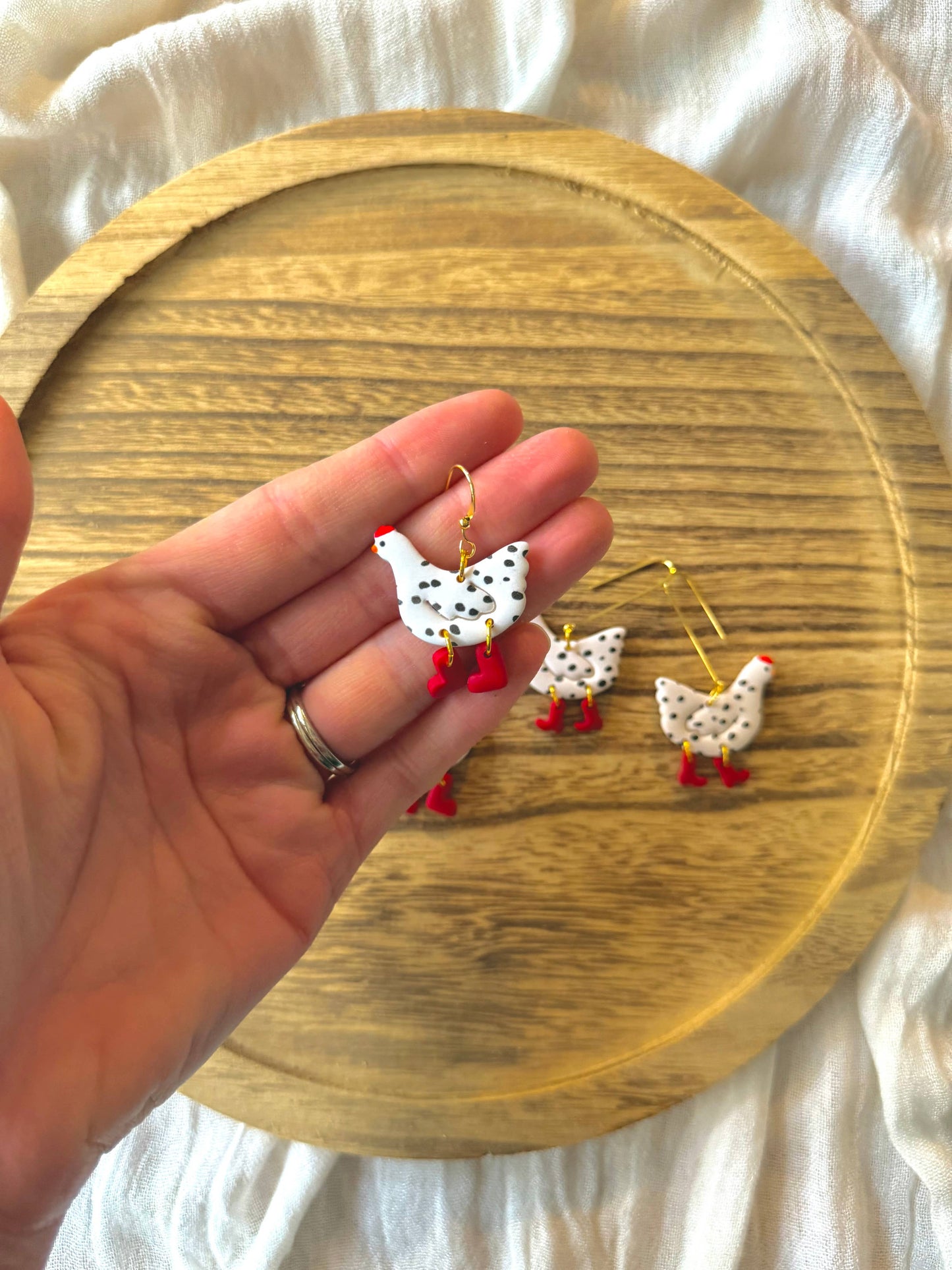 Chicken Clay Earrings