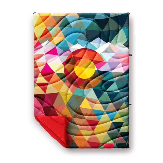 COLISCO Colorado-Themed Geometric Eco-Performance Blanket – Hiking, Camping & Travel Blanket
