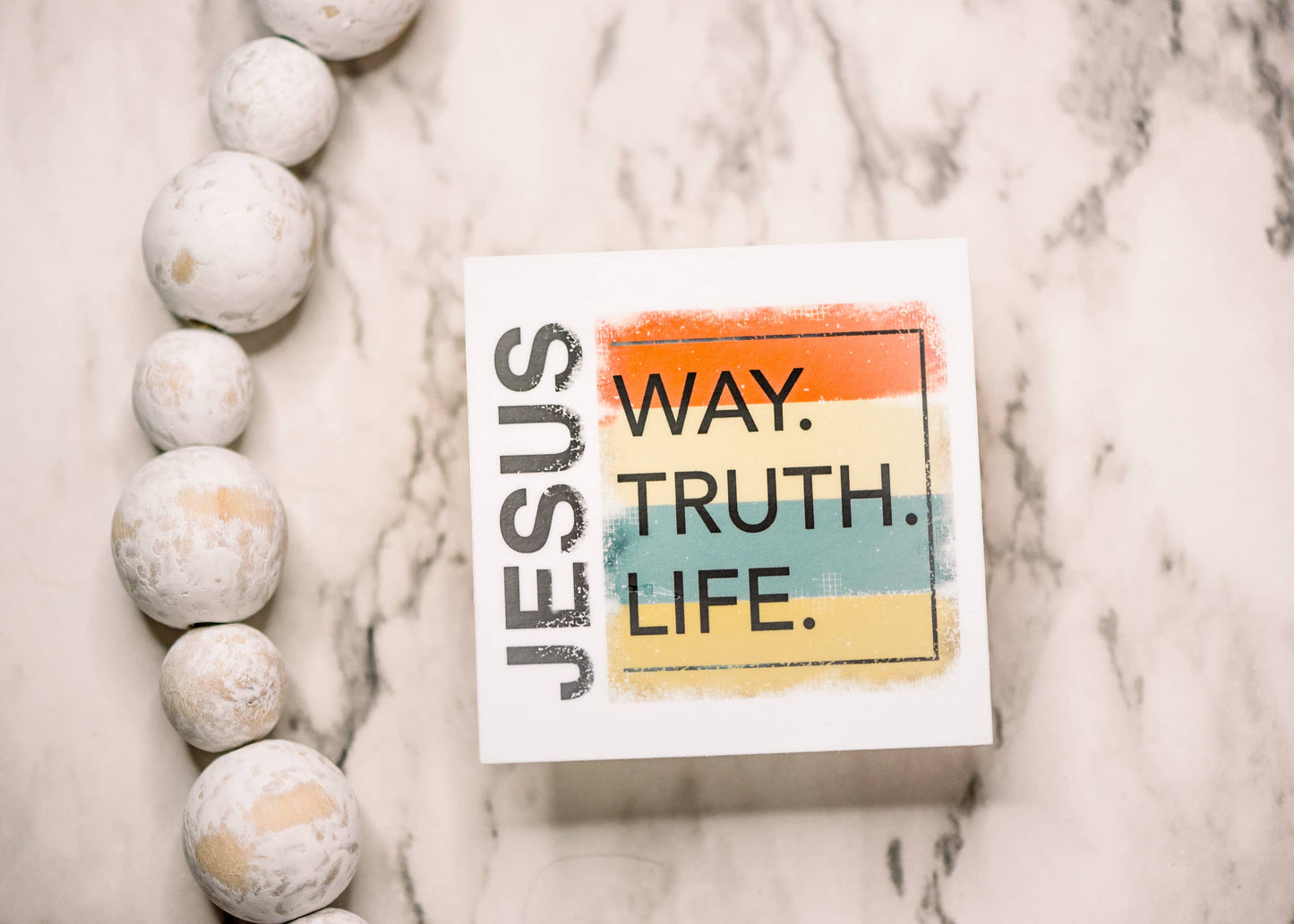Jesus, Way, Truth, Life, Vinyl Sticker, 3x3 inch.
