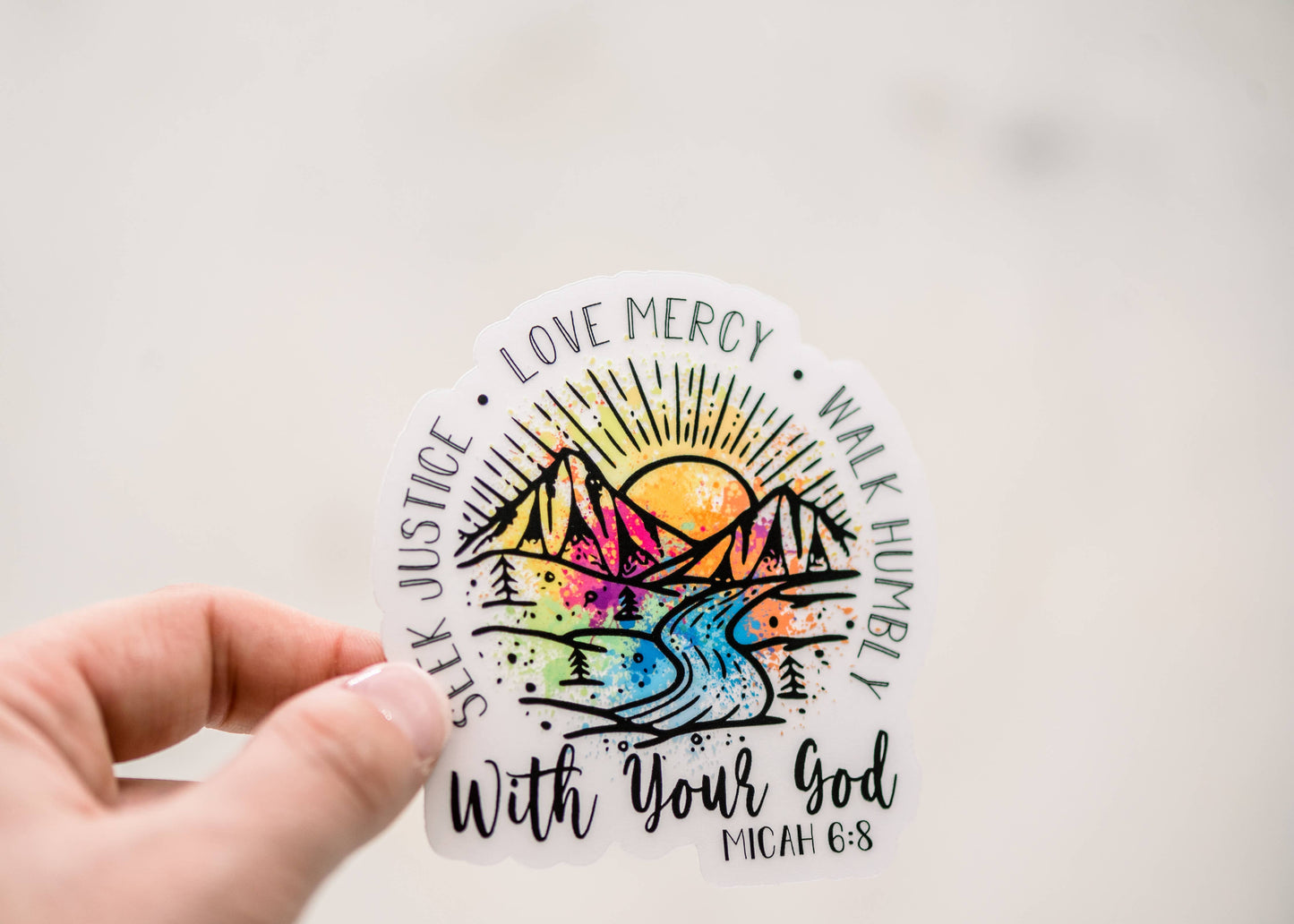 Seek Justice Love Mercy Clear Christian, Sticker, 3x3 in