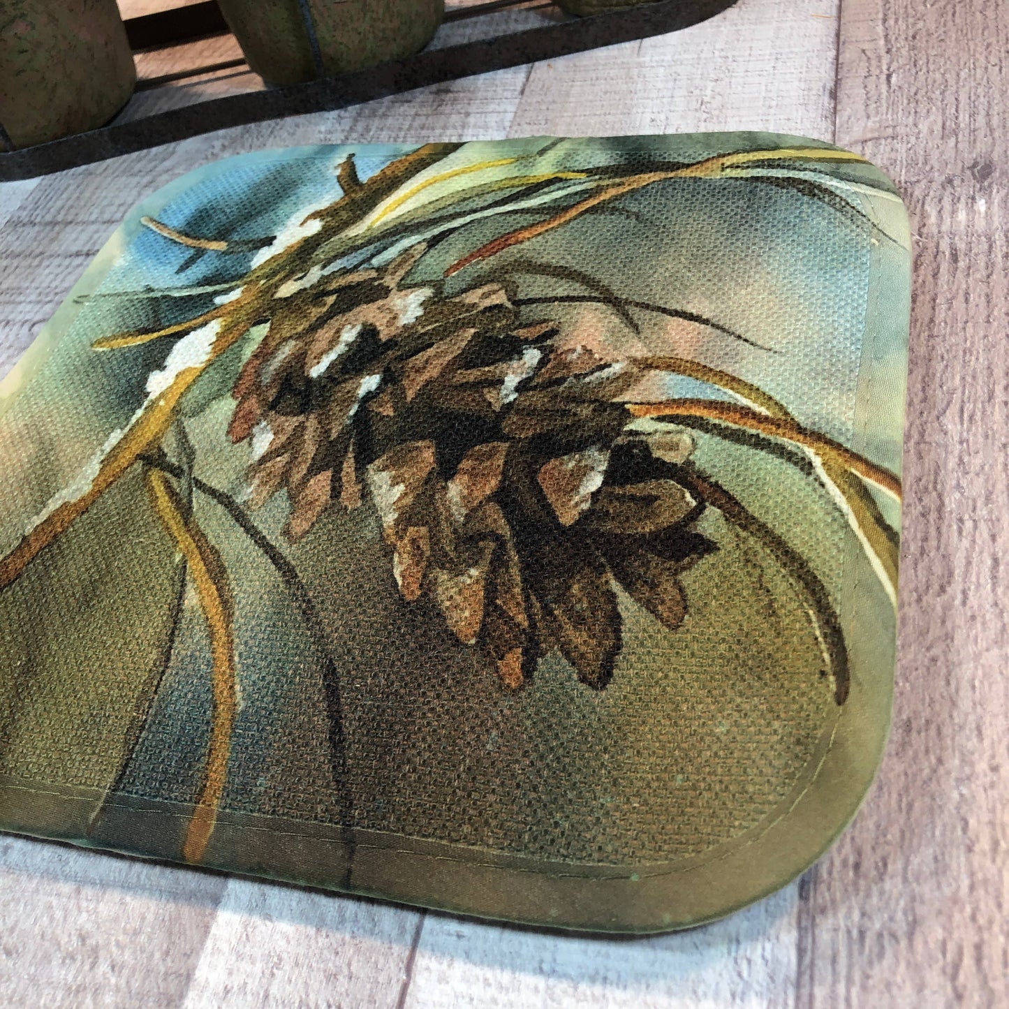 Pinecone Branch -potholder 8" x 8" potholder