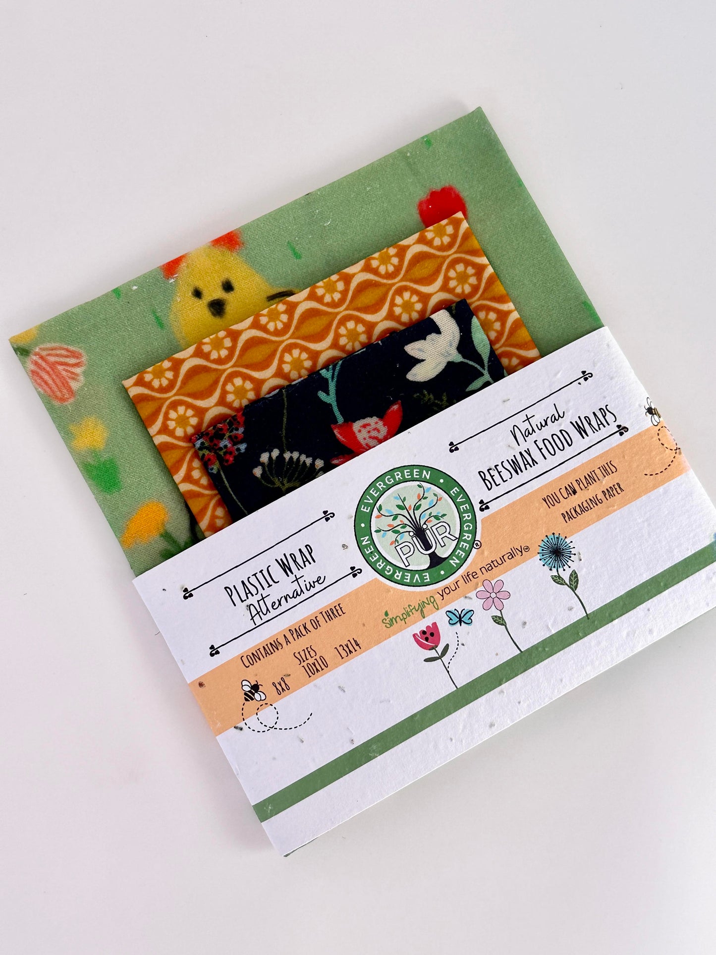 Reusable Beeswax Food Wraps - Chicken Print from PÜR Evergreen®