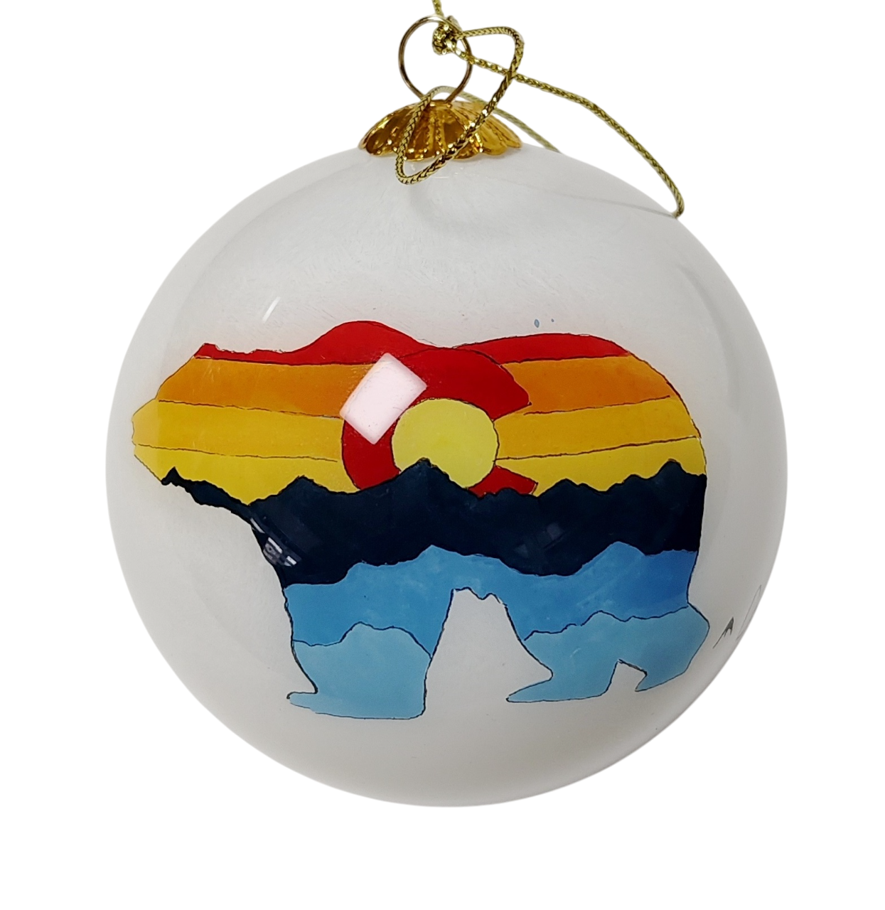 Colisco Colorado Bear Multicolor Hand Painted Glass Ornament