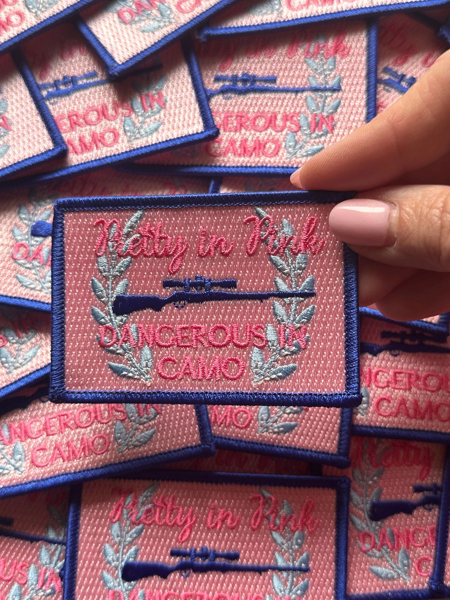 Dangerous In Camo light pink, Hunting Girl Hat Patch - The Localist