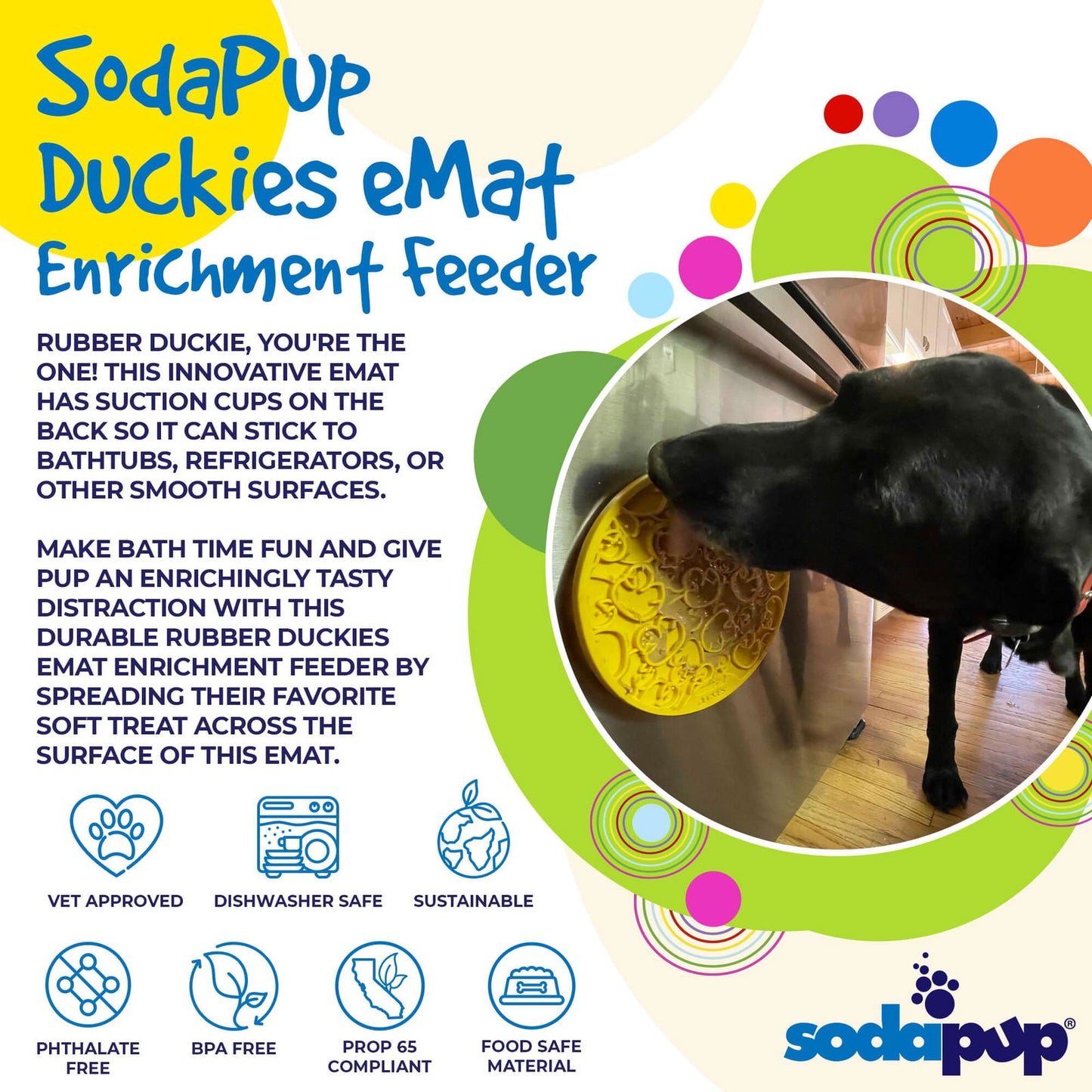 Duckies Design eMat Enrichment Lick Mat With Suction Cups from SodaPup - The Localist