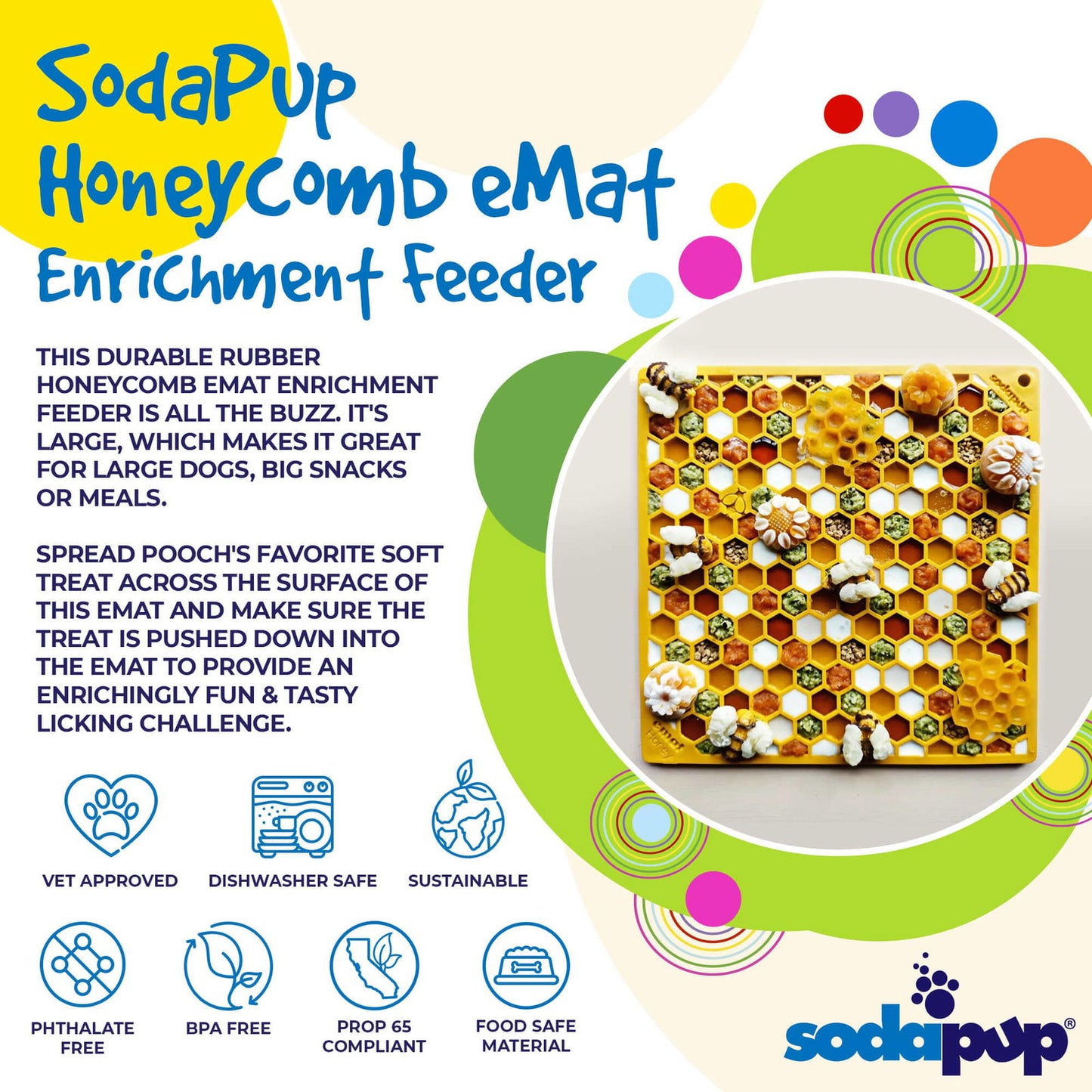 Honeycomb Design Emat Enrichment Licking Mat - Yellow - Larg - The Localist