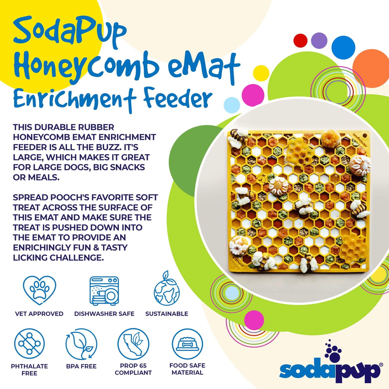 Honeycomb Design Emat Enrichment Licking Mat - Yellow - Larg - The Localist