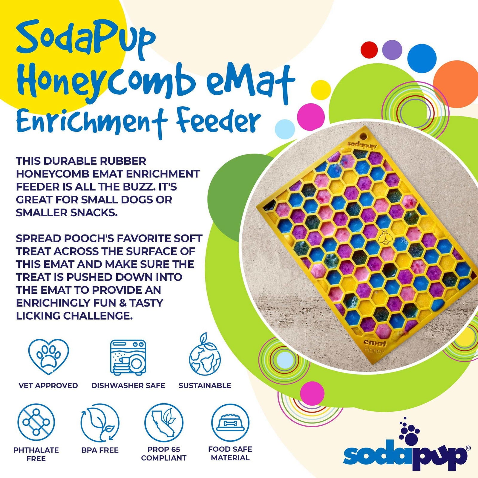 Honeycomb Design Emat Enrichment Licking Mat - Yellow - Larg - The Localist