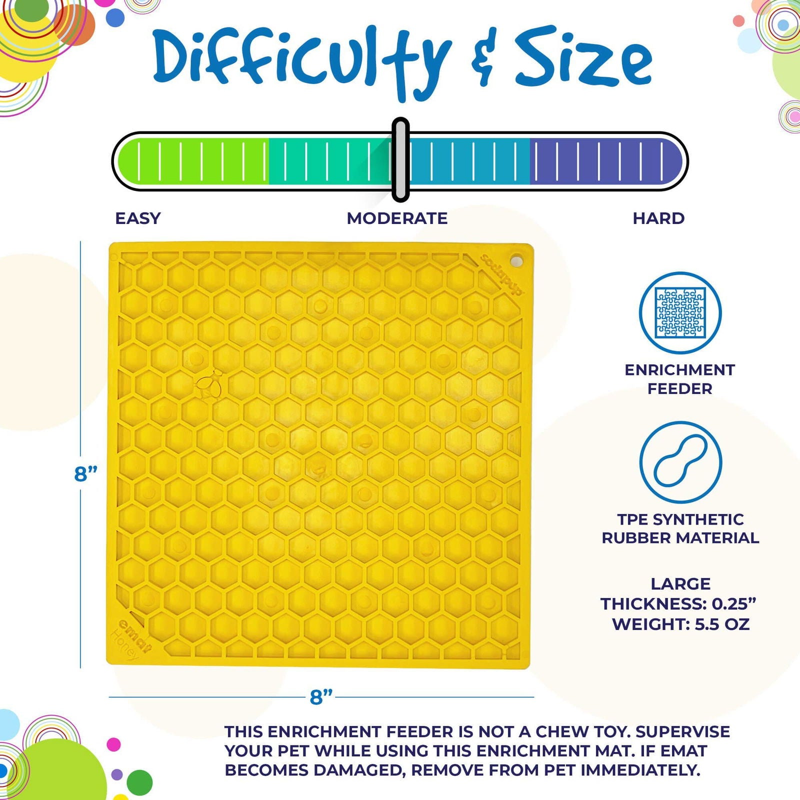 Honeycomb Design Emat Enrichment Licking Mat - Yellow - Larg - The Localist