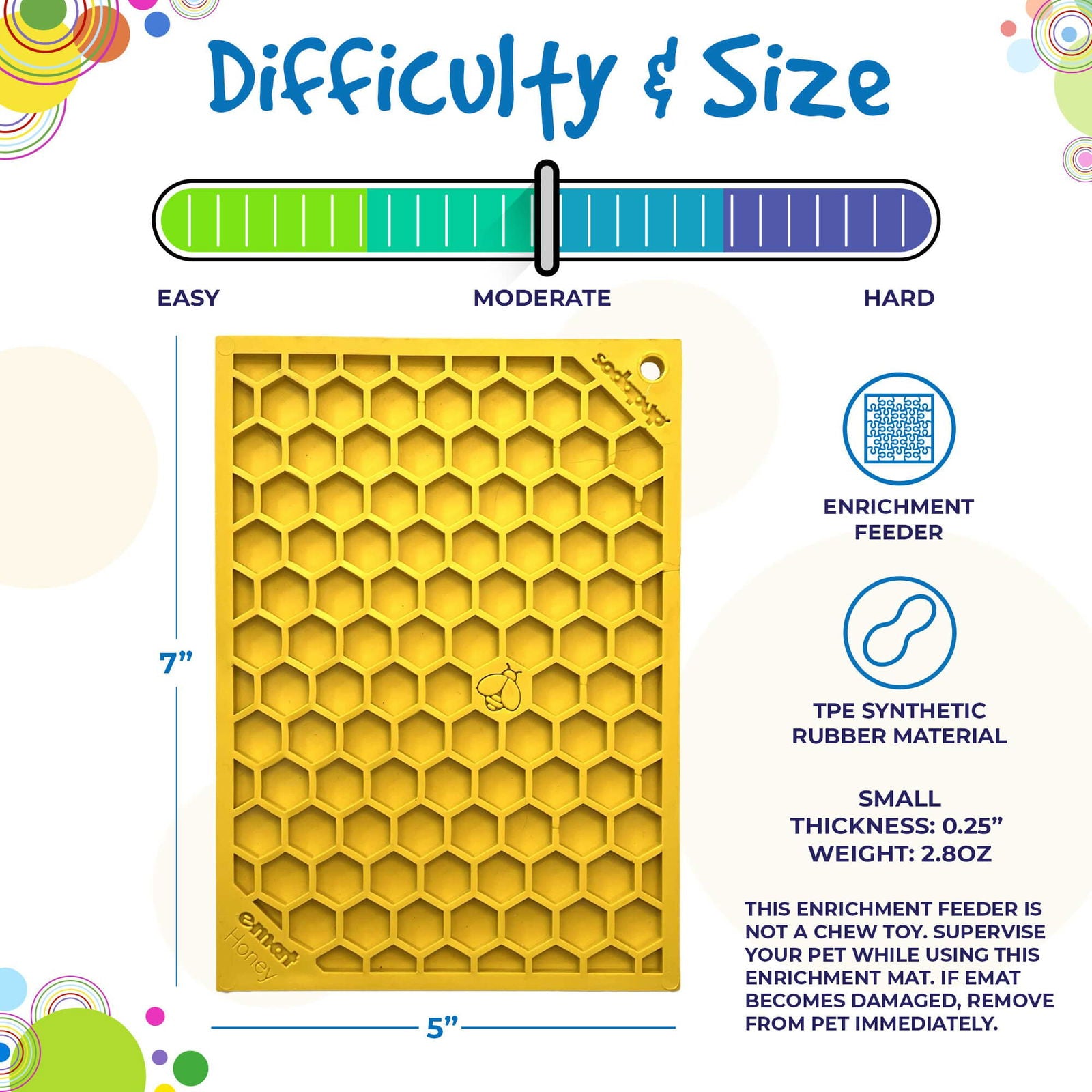 Honeycomb Design Emat Enrichment Licking Mat - Yellow - Larg - The Localist
