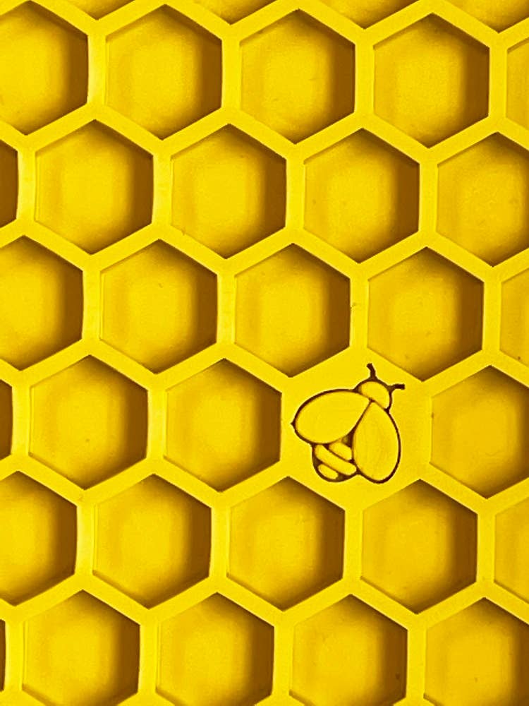 Honeycomb Design Emat Enrichment Licking Mat - Yellow - Larg - The Localist
