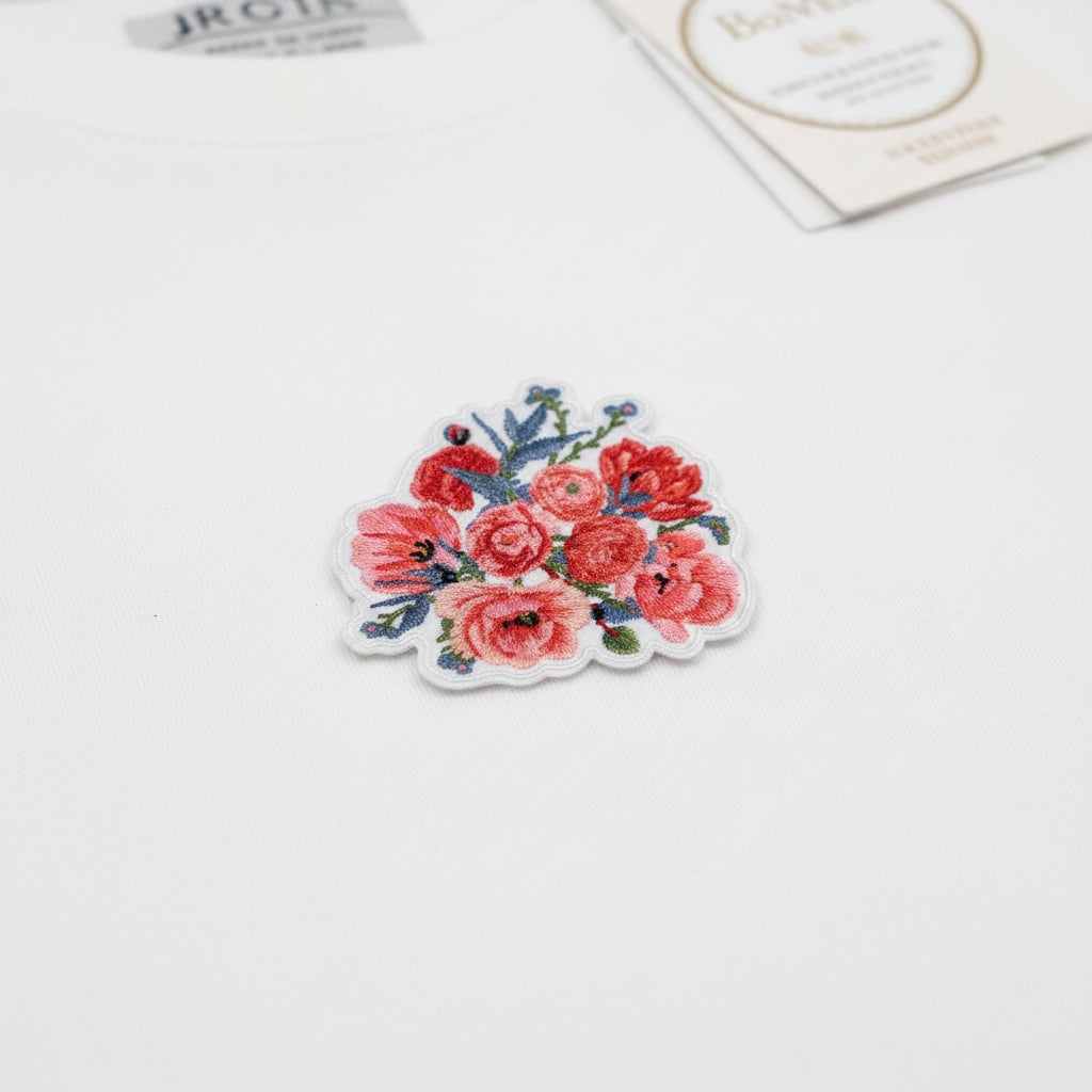 Floral iron on Embroidered Hat Patch