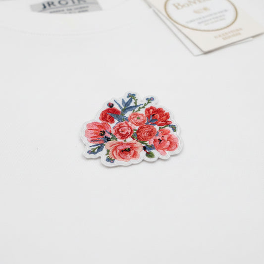 Floral iron on Embroidered Hat Patch
