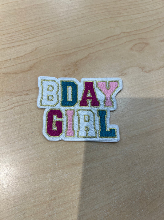 3" BDay Girl with Metallic detail Embroidered Hat Patch