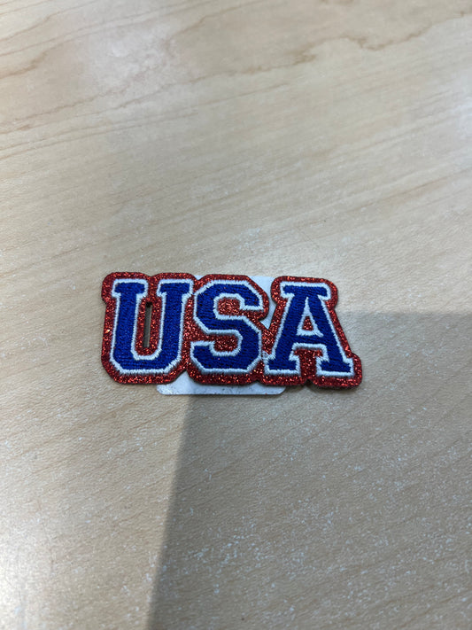 2.5" Glitter USA Embroidered Hat Patch