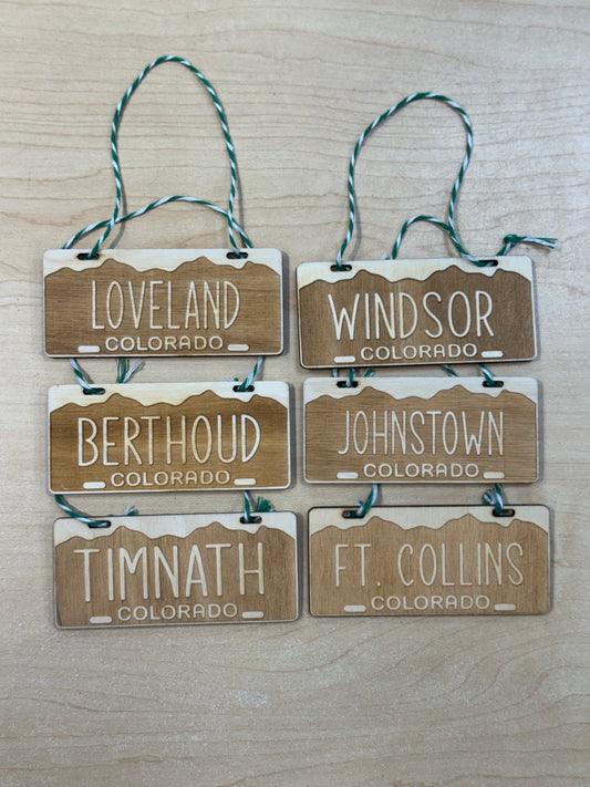 License Plate NOCO Towns Ornaments
