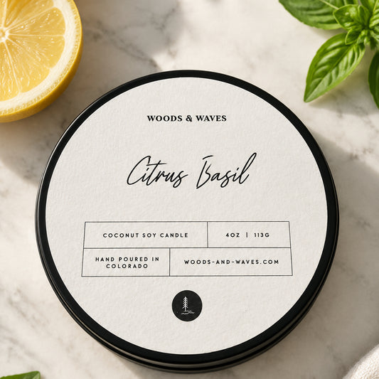 4oz Citrus Basil Tin Candle