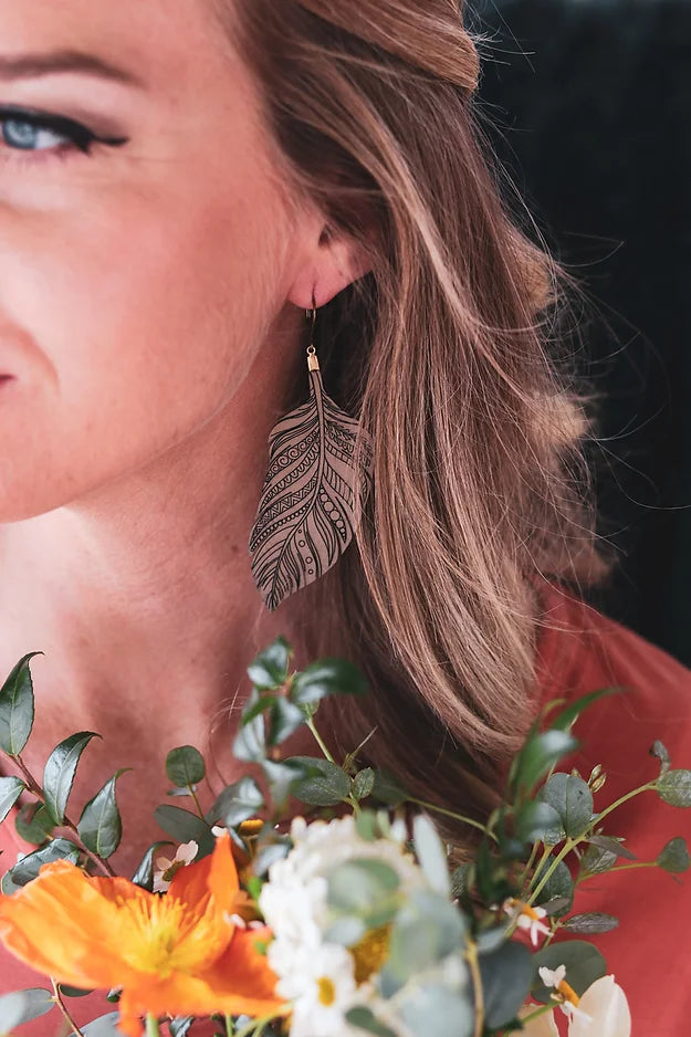 "Leather Feather" Earrings