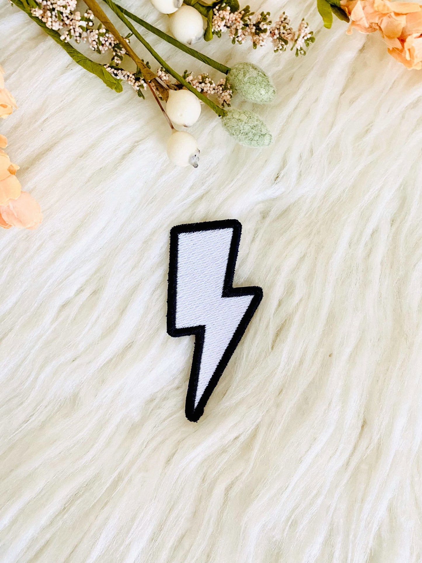 Lightning bolt embroidered iron-on hat patch - The Localist