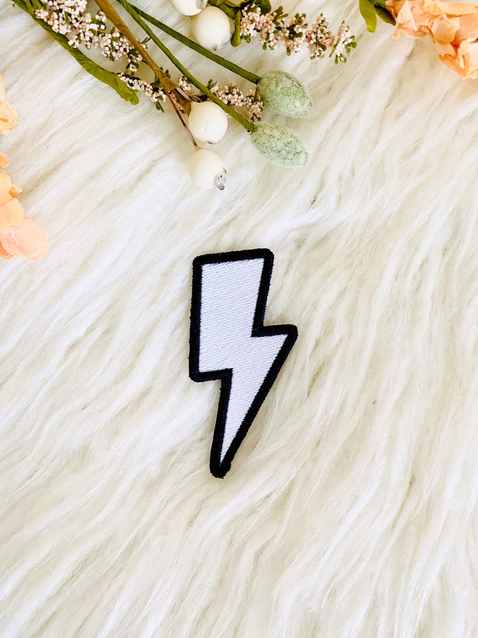 Lightning bolt embroidered iron-on hat patch - The Localist