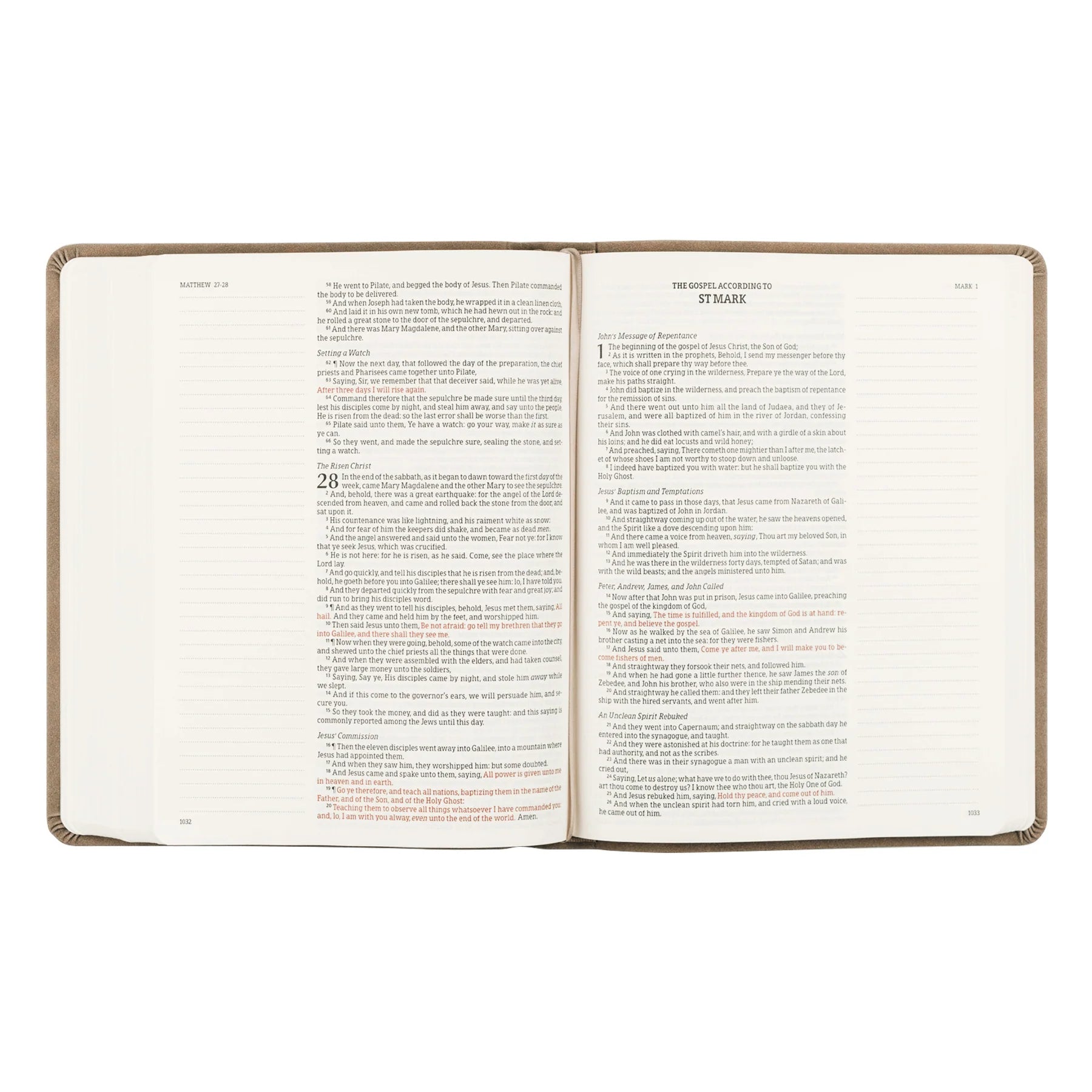 bible open to show lines for journaling in the far left and far right margins