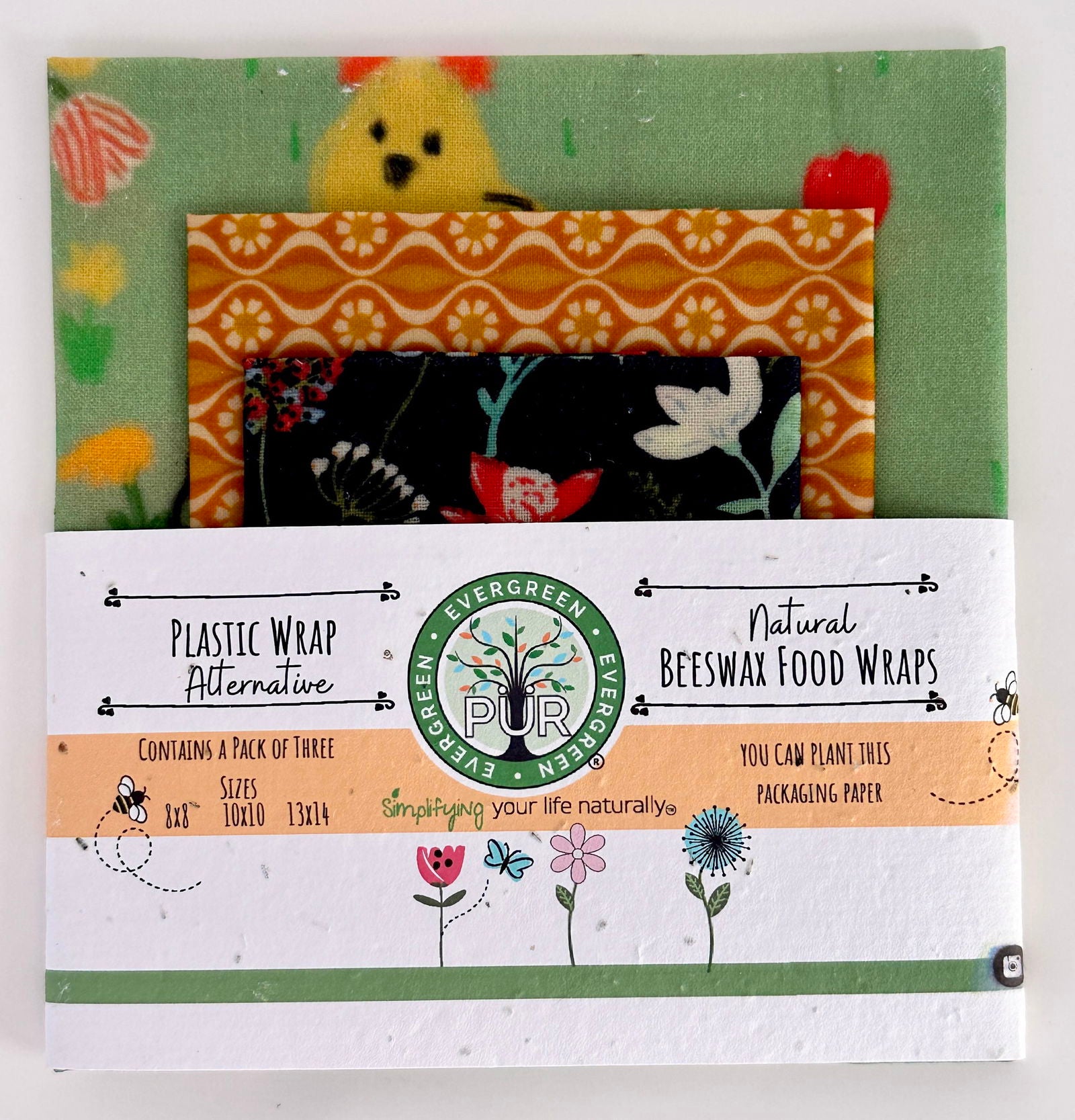 Reusable Beeswax Food Wraps - Chicken Print from PÜR Evergreen® - The Localist