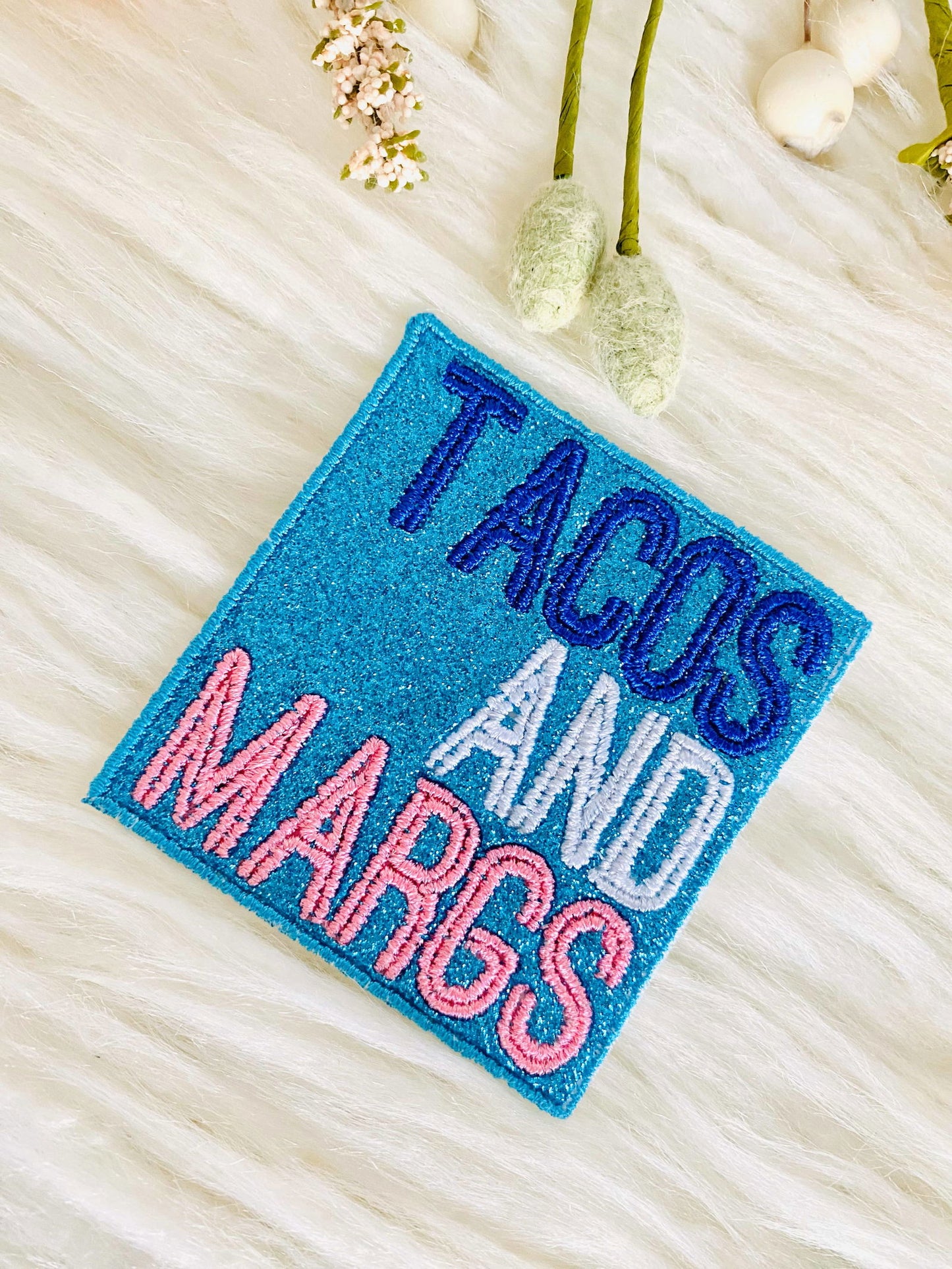 Tacos & Margs embroidered iron-on hat patch - The Localist