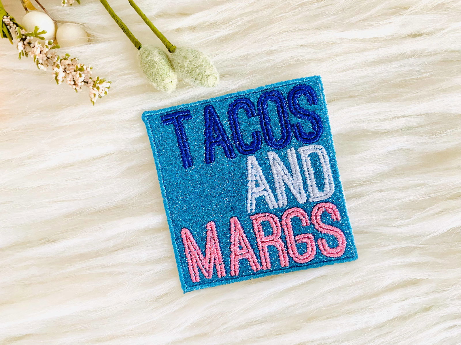 Tacos & Margs embroidered iron-on hat patch - The Localist