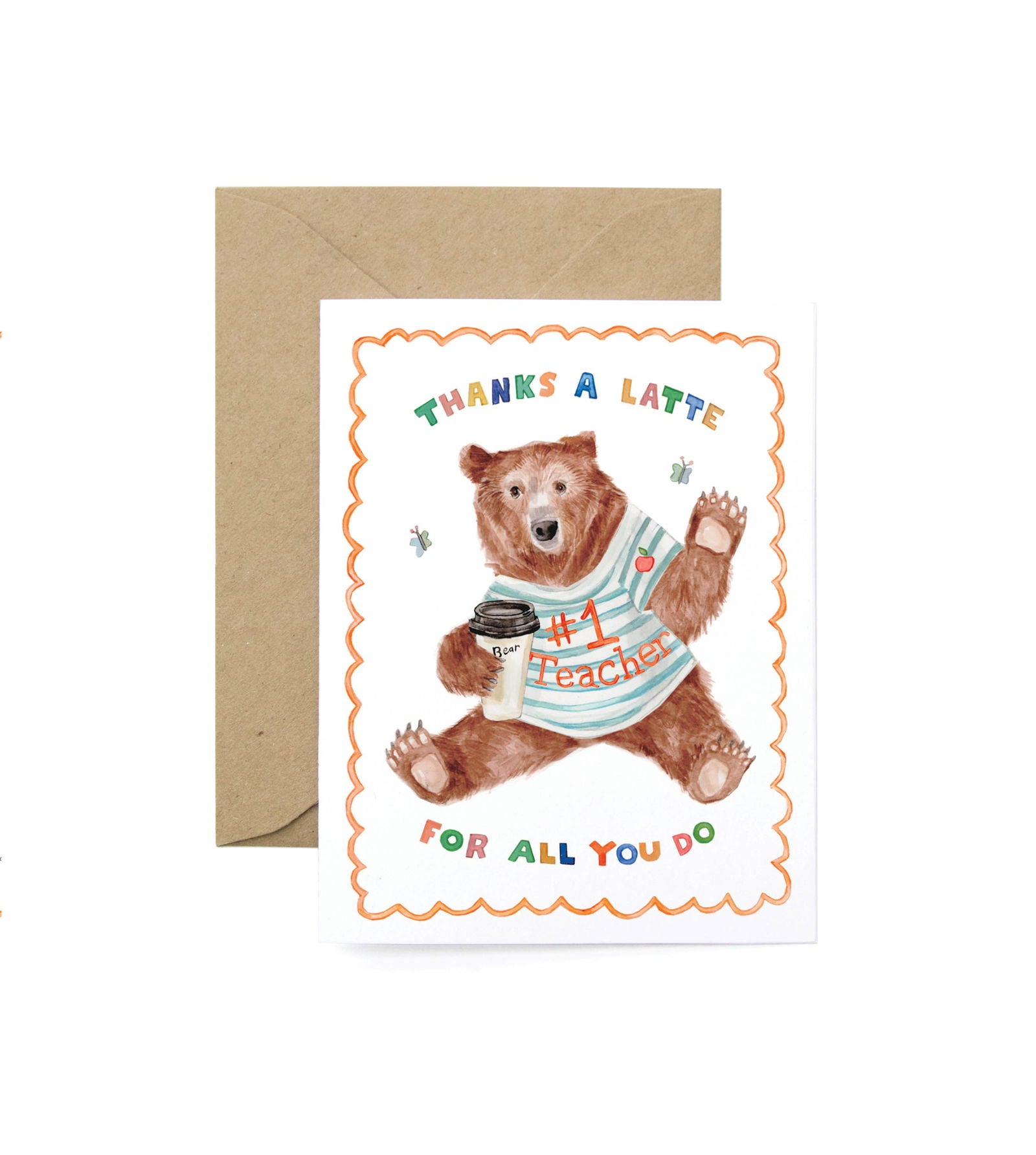 Thanks a Latte Teacher Greeting Card - The Localist