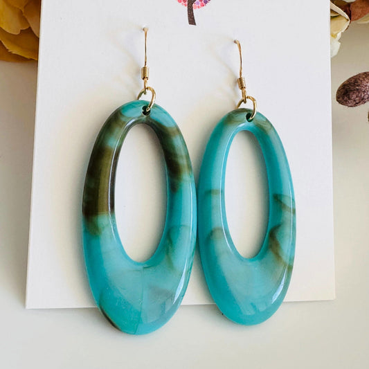 Turquoise Oval Acetate resin earrings - The Localist