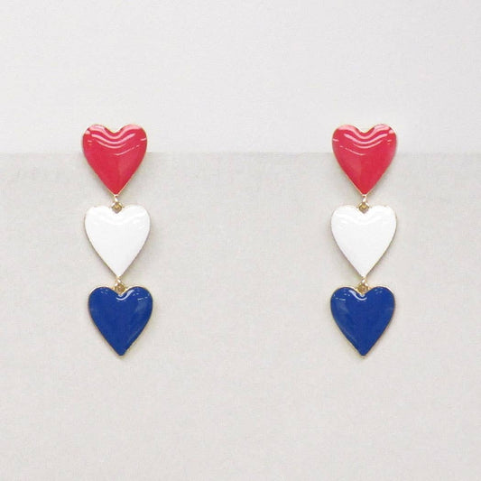 USA Enamel Heart Drop Stud Earrings -  - The Localist