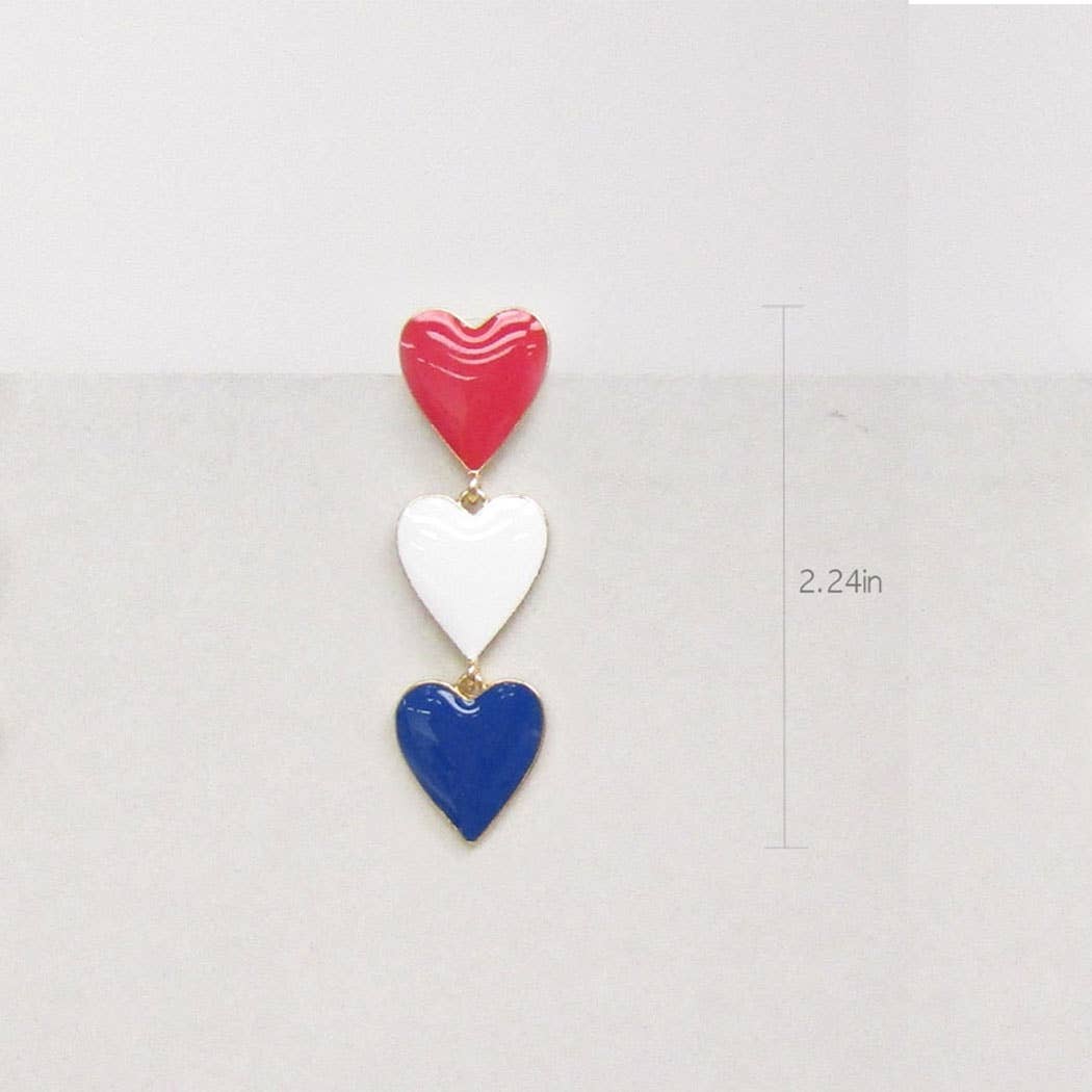 USA Enamel Heart Drop Stud Earrings -  - The Localist
