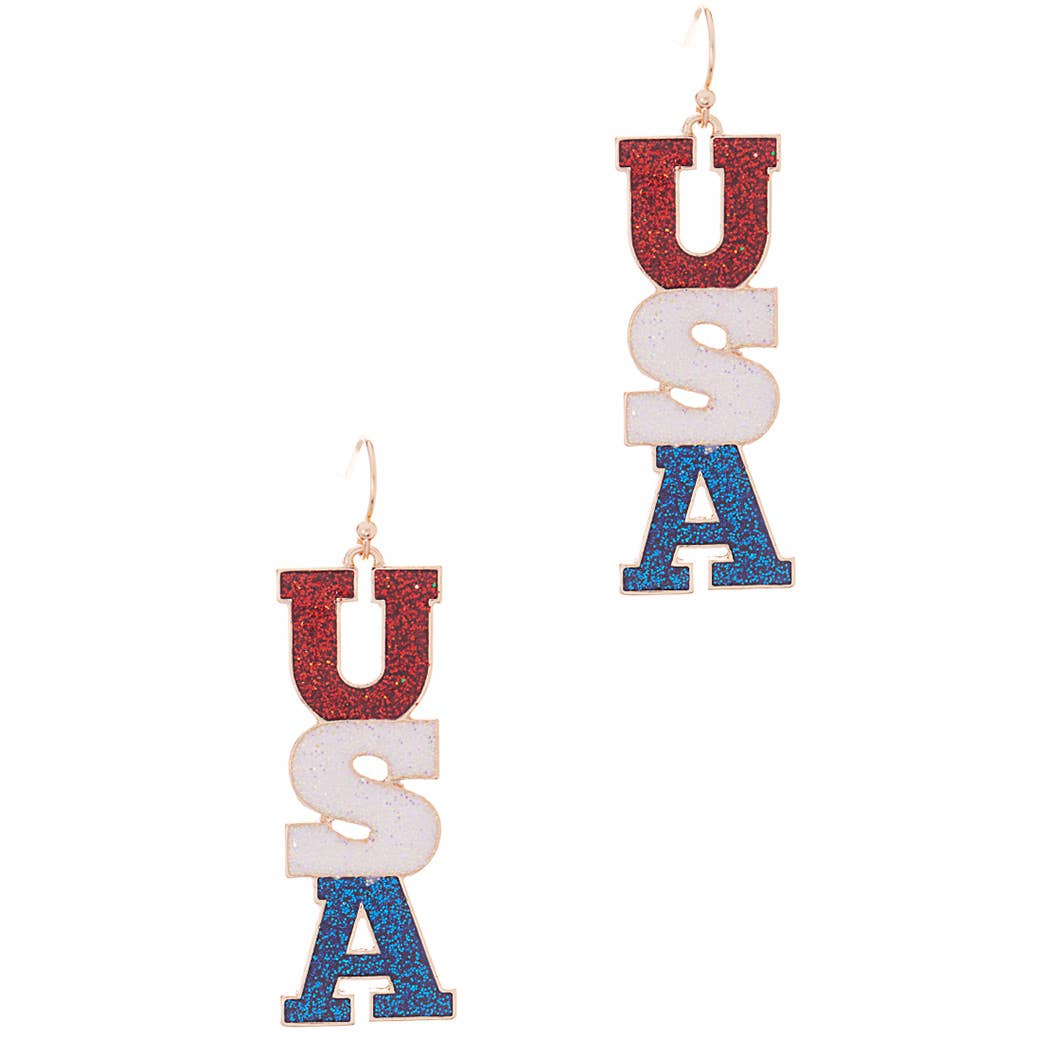 USA Lettering Enamel Hook Earring -  - The Localist