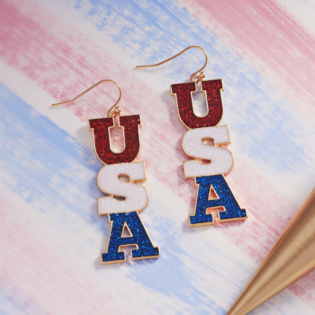 USA Lettering Enamel Hook Earring -  - The Localist