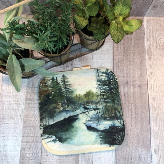 Winter Forest Stream Art Pot Holders, Kitchen Essentials - The Localist