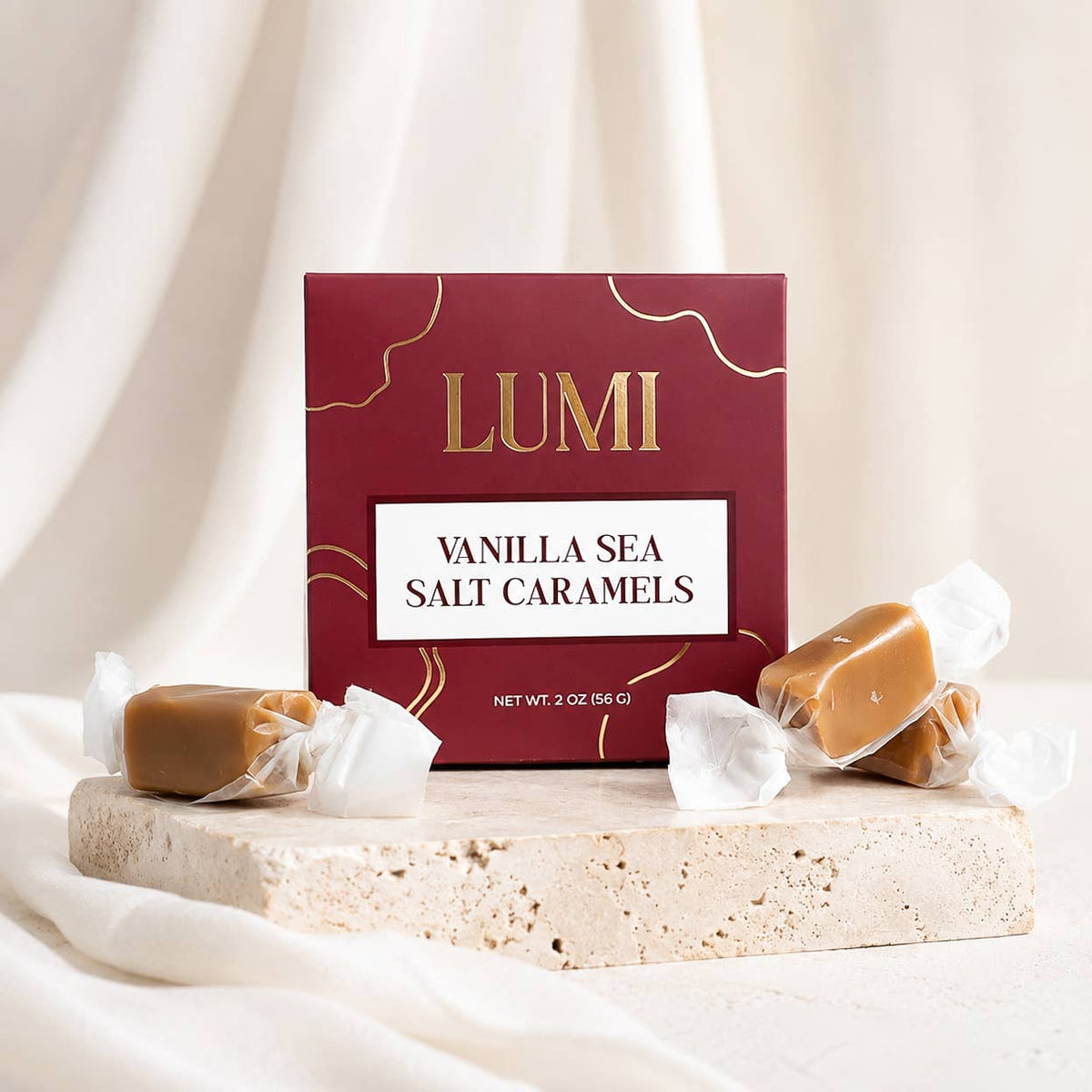 Vanilla Sea Salt Caramels – Burgundy Box, 2 oz