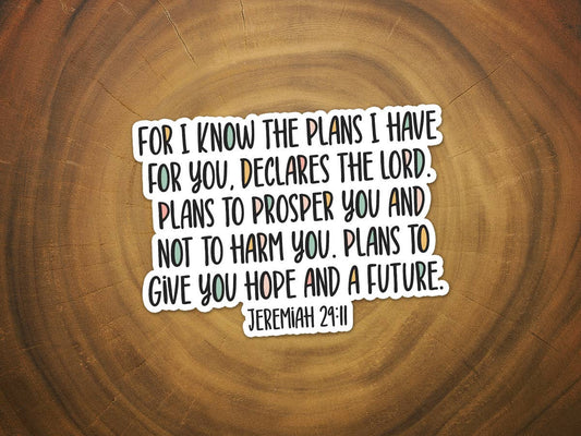 Jeremiah 29:11 | Vinyl Scripture Sticker | Christian Sticker