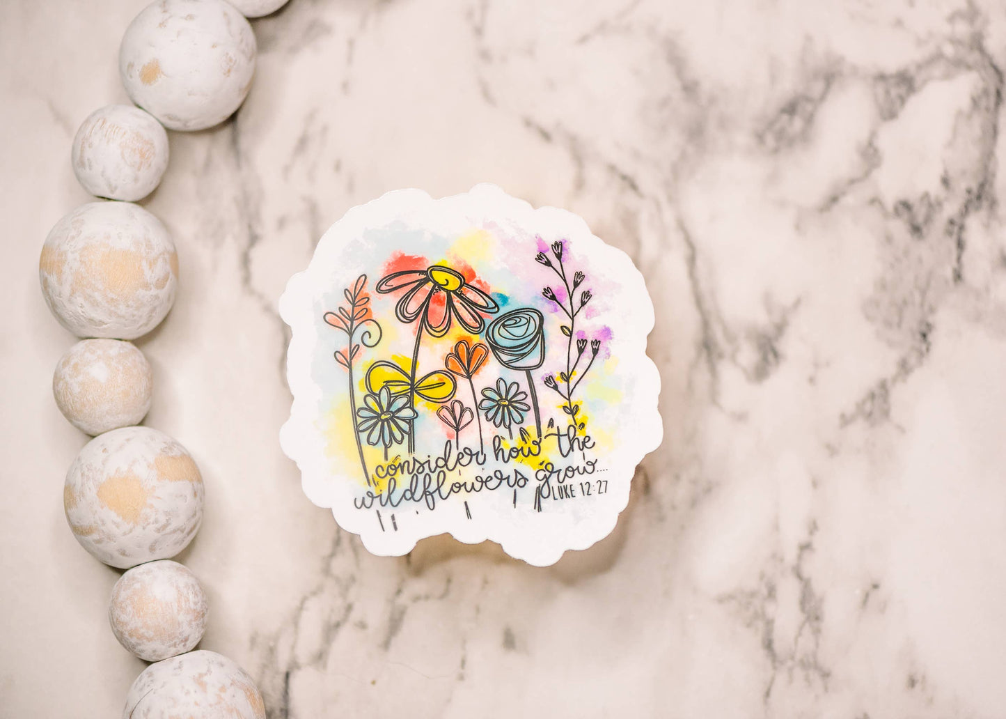 Consider wildflowers, clear, Vinyl Sticker, 3x3 inch.